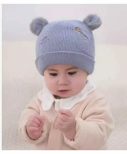 Ziory Double Layered Woollen Cap Ear Design Blue - Circumference 48 cm