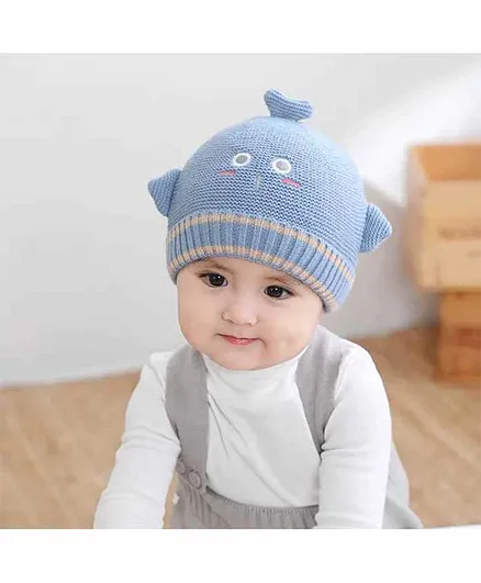 Ziory Double Layered Woollen Cap Fish Design Blue - Diameter 48 cm