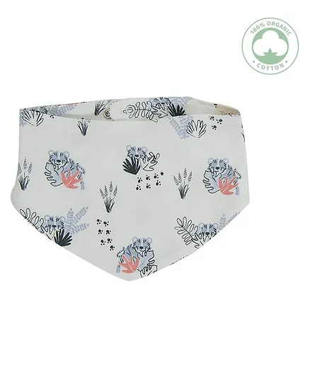 Tiny Twig Jungle Safari Print Reversible Bandana Bib - White