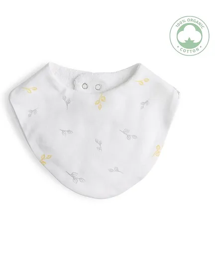 Tiny Twig Leaf Baby Bib - White