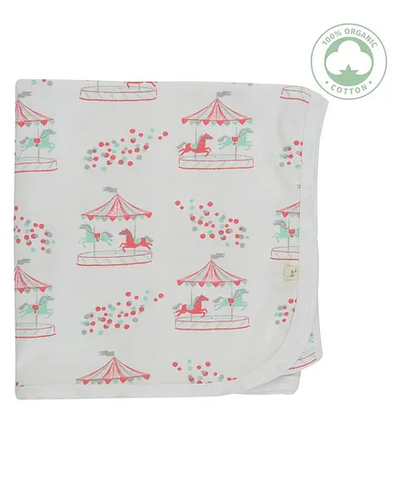 Tiny Twig Merry Go Round Bunny Rug - White