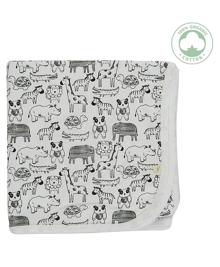 Tiny Twig Jungle Theme Print Rug - White And Black