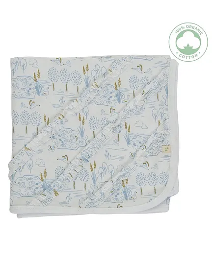 Tiny Twig Lake Side Print Rug - White And Blue