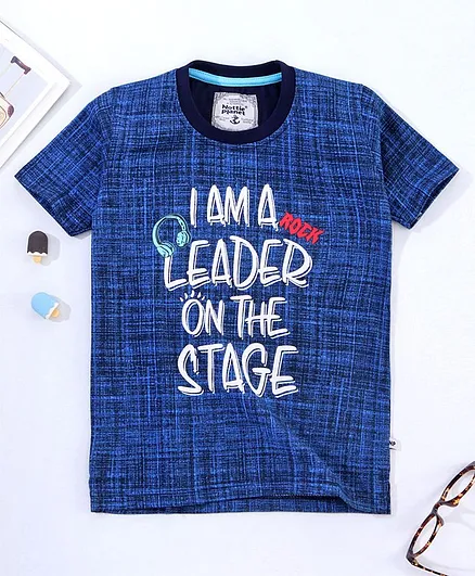 Nottie Planet Half Sleeves Leader On The Stage Printed Tee - Blue