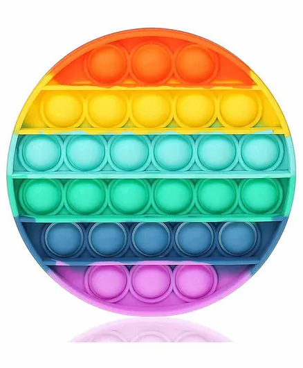 ADKD Round Shaped Pop Bubble Fidget Sensory Stress Busting Silicone Toy - Multicolour