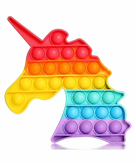 ADKD Unicorn Shaped Pop Bubble Fidget Sensory Stress Busting Silicone Toy - Multicolour