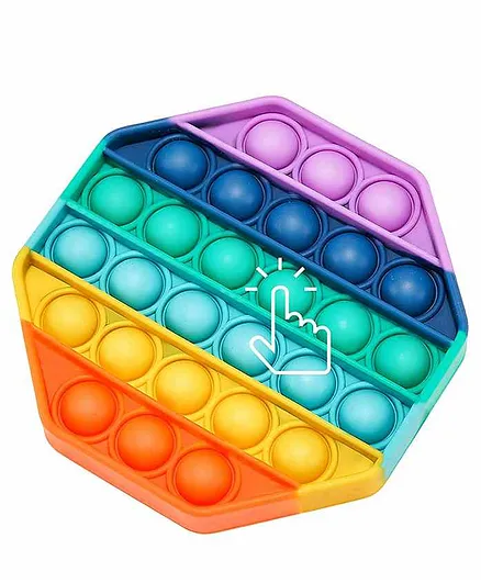 ADKD Pentagon Shaped Pop Bubble Fidget Sensory Stress Busting Silicone Toy - Multicolour