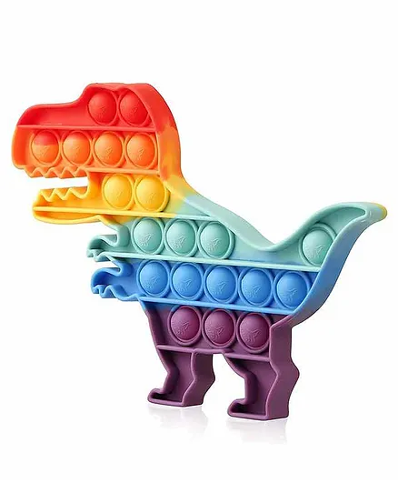ADKD Dinosaur Shaped Pop Bubble Fidget Sensory Stress Busting Silicone Toy - Multicolour