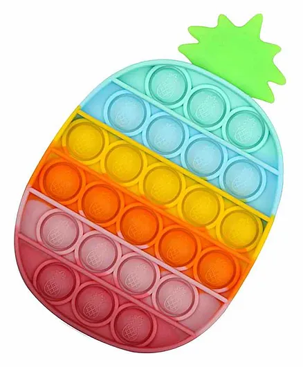 ADKD Pineapple Shaped Pop Bubble Fidget Sensory Stress Busting Silicone Toy - Multicolour