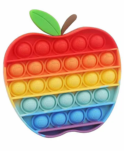 ADKD Apple Shaped Pop Bubble Fidget Sensory Stress Busting Silicone Toy - Multicolour