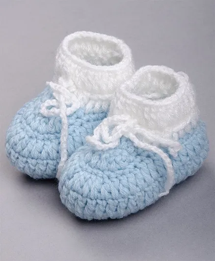 The Original Knit Handmade Color Block Booties - Ice Blue