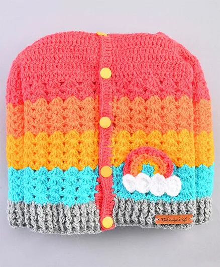 The Original Knit Full Sleeves Handmade Rainbow Embellished Sweater - Multicolour