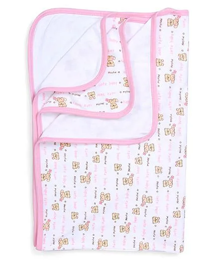 Pink Rabbit Wrapper Bear Print - Pink White