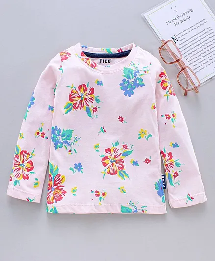 Fido Full Sleeves Top Floral Print - Pink