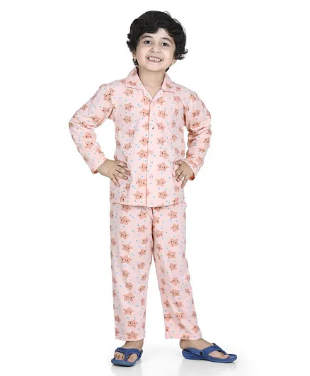 AJ Dezines Full Sleeves Star Print Night Suit - Peach