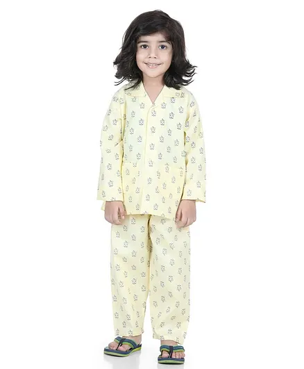 AJ Dezines Full Sleeves Printed Night Suit - Yellow