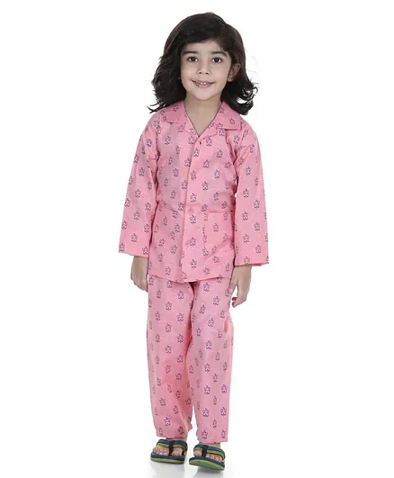 AJ Dezines Full Sleeves Printed Night Suit - Pink