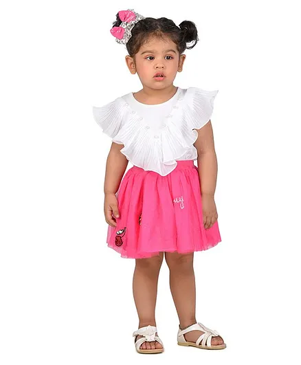 KIDSDEW Rose Sequined Skirt - Pink