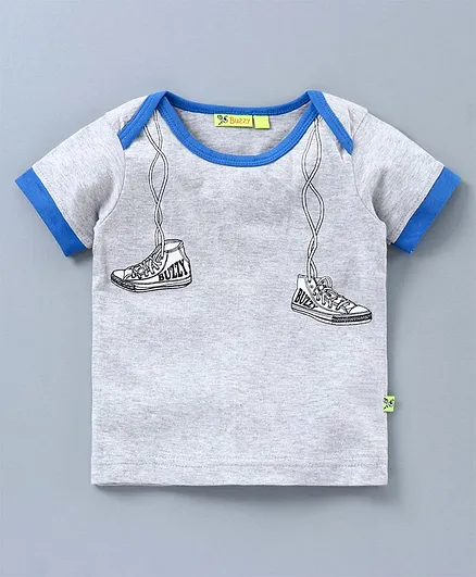 Buzzy Half Sleeves Sneakers Printed Tee - Grey