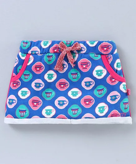 Buzzy All Over Cups Printed Skirt - Blue