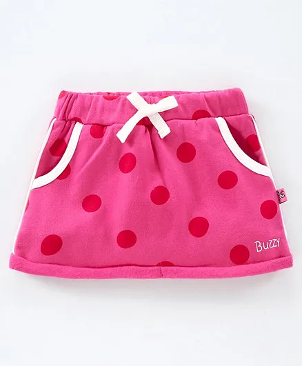 Buzzy Polka Dot Printed Skirt - Pink