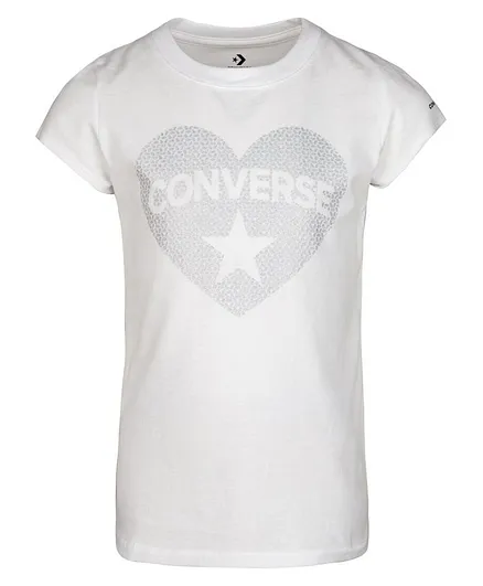 Converse Short Sleeves Brand Logo Printed Tee - White