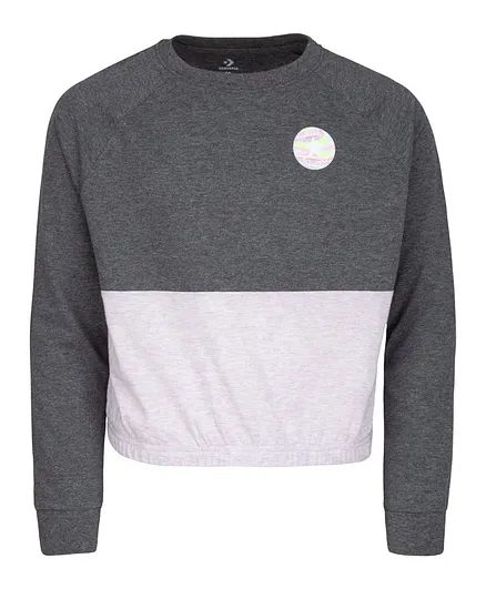 Converse Full Sleeves Colour Block Pattern Tee - Grey