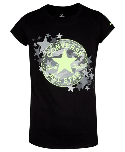 Converse Half Sleeves Brand Logo Print Tee - Black