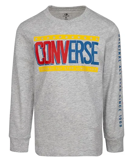 Converse Full Sleeves Brand Name Print Tee - Grey