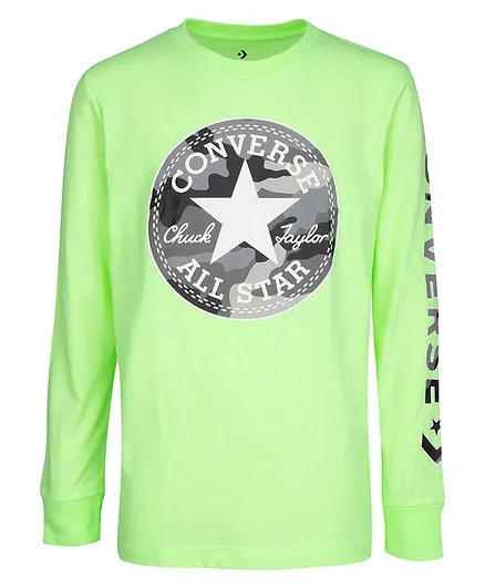 Converse Logo Print Full Sleeves Tee - Green
