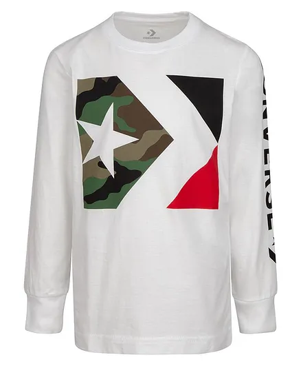 Converse Logo Print Full Sleeves Tee - White