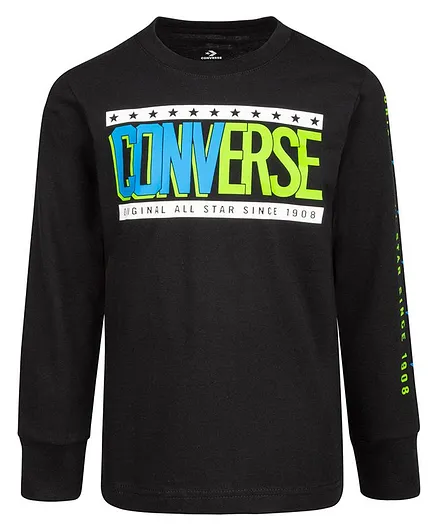 Converse Logo Print Full Sleeves Tee - Black