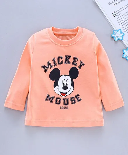 Bodycare Full Sleeves Tee Mickey Mouse Print - Peach