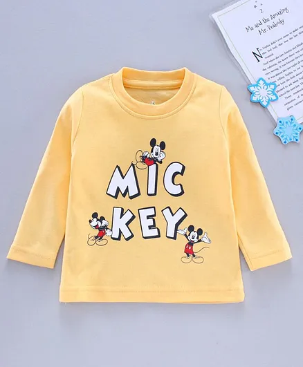 Bodycare Full Sleeves Tee Mickey Mouse Print - Yellow