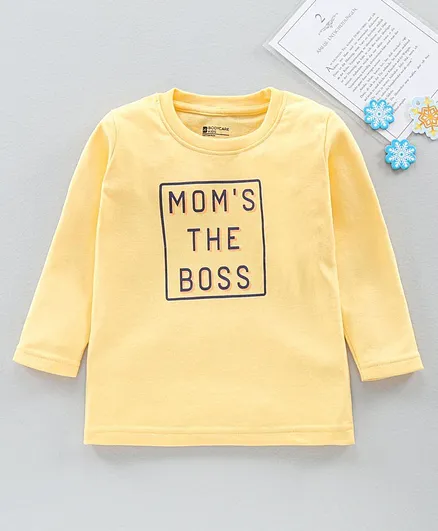 Bodycare Full Sleeves T-Shirt Text Graphic - Yellow