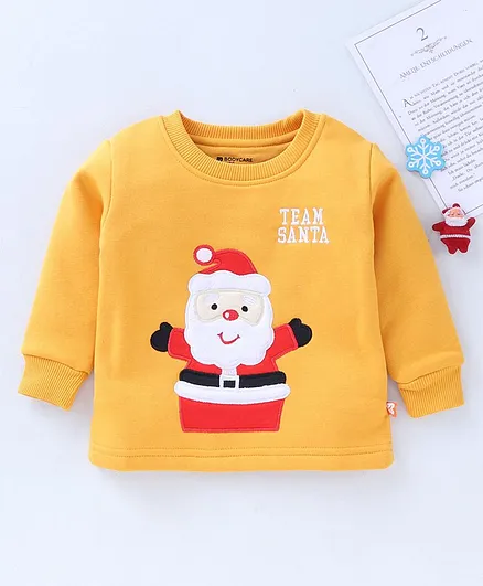 Bodycare Full Sleeves Sweatshirts Santa Print - Yellow