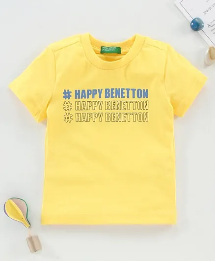 UCB Half Sleeves T-shirt Text Graphic - Yellow