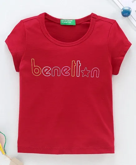 UCB Short Sleeves T-Shirt Text Graphic - Red
