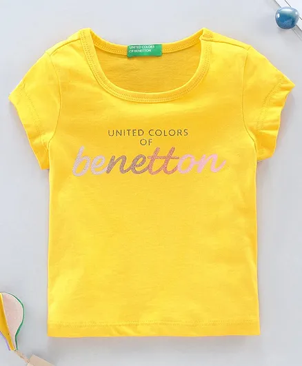 UCB Half Sleeves T-Shirt Text Graphic - Yellow