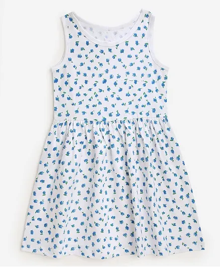 KIDSCRAFT Sleeveless Flowers Print Dress - Blue