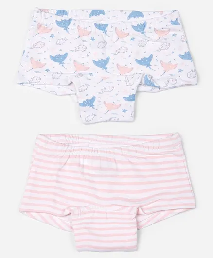 Keebee Organics Pack Of 2 Ocean Print Panties - White