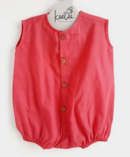 Keebee Organic Cotton Sleeveless Breathable Romper - Red
