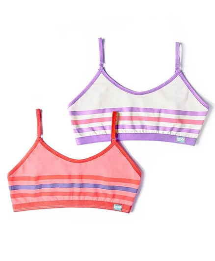 Plan B Pack Of 2 Striped Training Bra - Purple & Pink