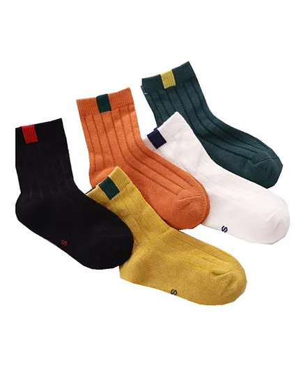 MOMISY Regular Length Socks Solid Colour Pack of 5 - Multicolour
