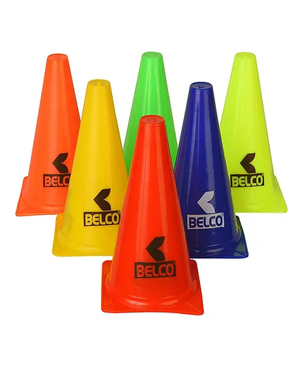 Belco Sports 12 Inch Cone Marker Set Multicolor - Pack of 6