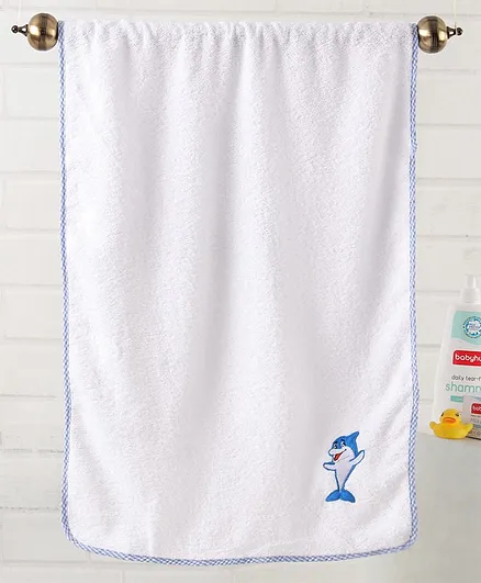 Babyhug Towel Shark Patch - White