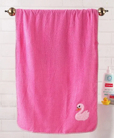 Babyhug Towel Swan Patch - Pink