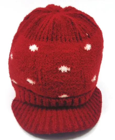 Kid-O-World Polka Woolen Tee Cap - Maroon