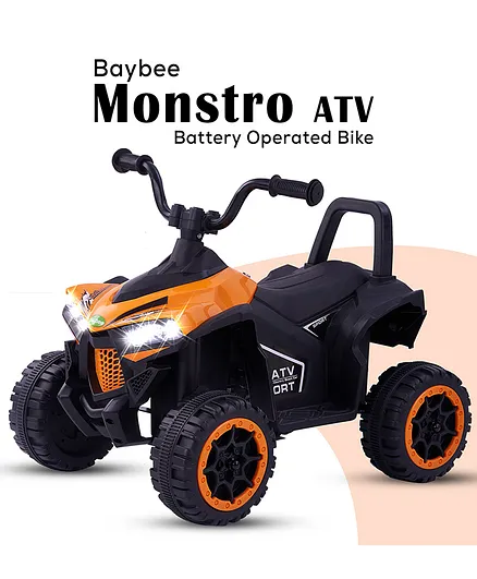 Baybee Monstro Battery Operated Ride-On Monster ATV With Music - Orange