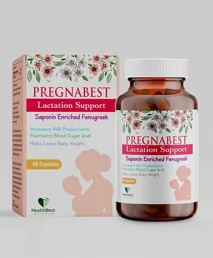 HealthBest Pregnabest Lactation Support Fenugreek Supplement - 60 Capsules